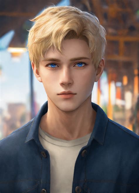 Lexica 17 Year Old Male Blue Eyes Short Blonde Hair Animated Realistic Facing Forward