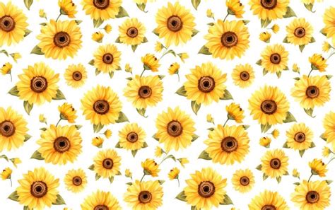 Premium Photo Sunflower Watercolor Seamless Pattern Background