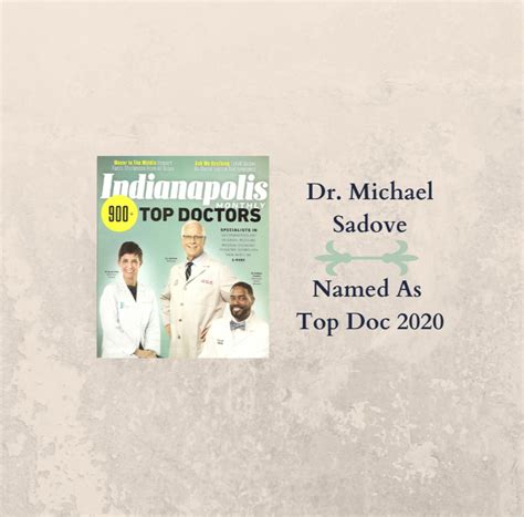 Dr Michael Sadove Named As Indy Monthly Top Doc 2020