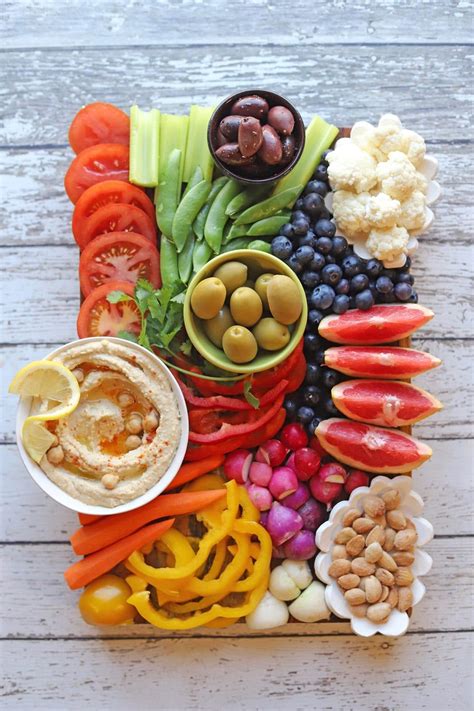 Rainbow fruit & veggie platter with hummus - Cadry's Kitchen