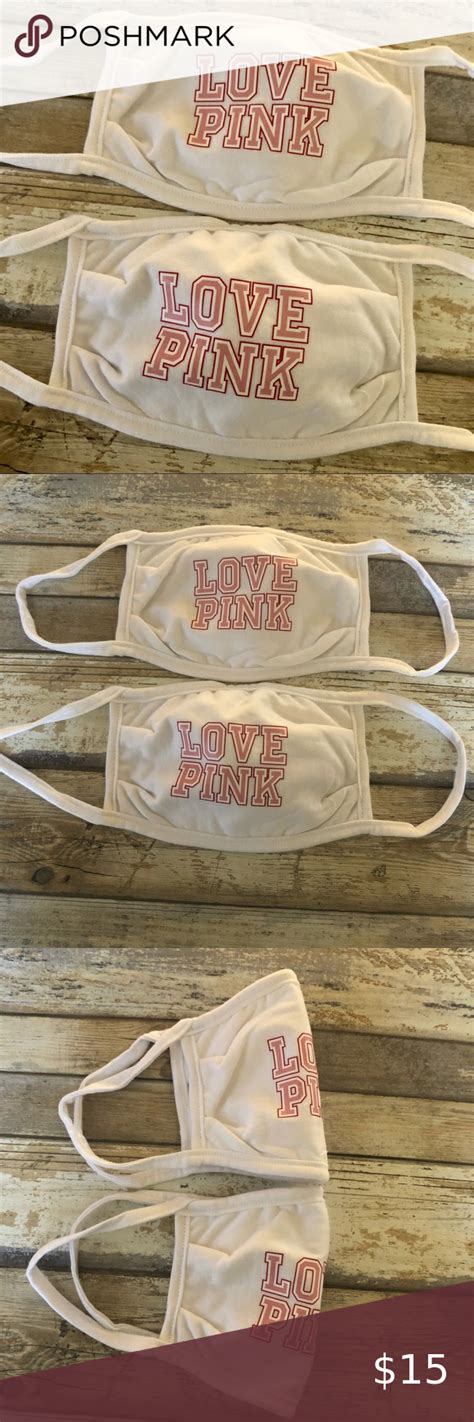 Stylish Set Of 2 Victorias Secret Love Pink Face Masks