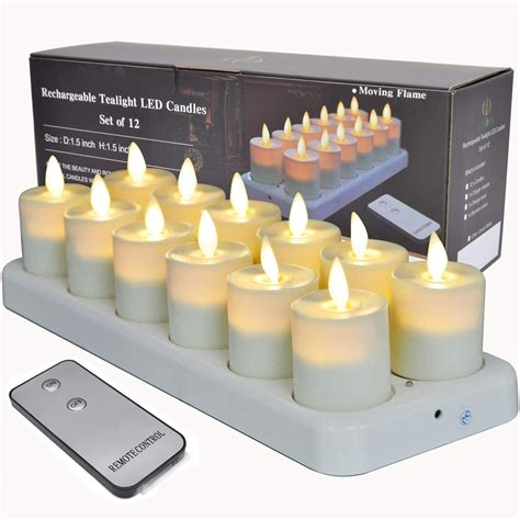 12pcs Rechargeable Flameless Candles With Remote Timer Yellow Tea Lights Ebay Tea Lights