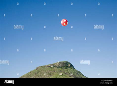 A Football In Mid Air Stock Photo Alamy