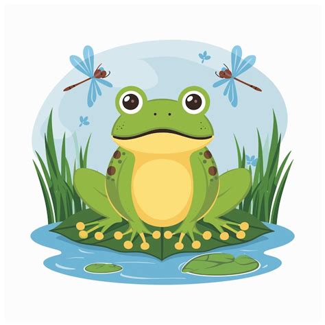 Cute Cartoon Frog Set Animation Frames Adorable Little Froggy Smiling