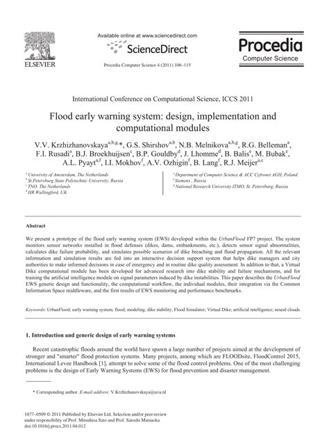 (PDF) Flood early warning system: Design, implementation and ...