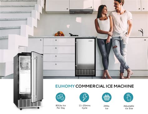 Euhomy 80lbs24h Free Standing Commercial Ice Machine Euhomy