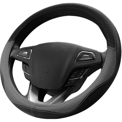 Couvre Volant Voiture Cm Pu Cuir Noir Gris Respirante Antid Rapante