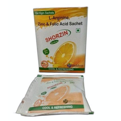 L Arginine Folic Acid Zinc Sachet Packaging Type Box Packaging Size