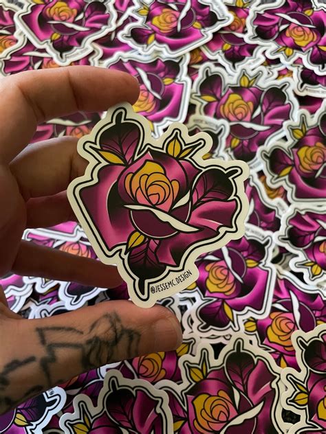 Purple Rose Sticker Etsy