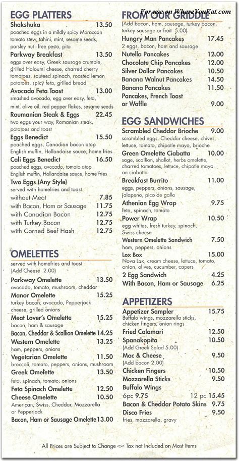 Parkway Diner Restaurant In Queens Menus Photos