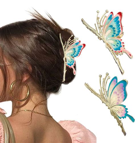 Butterfly Hair Claw Clips For Women2pcs Large Non