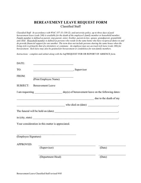 Bereavement Policy Template