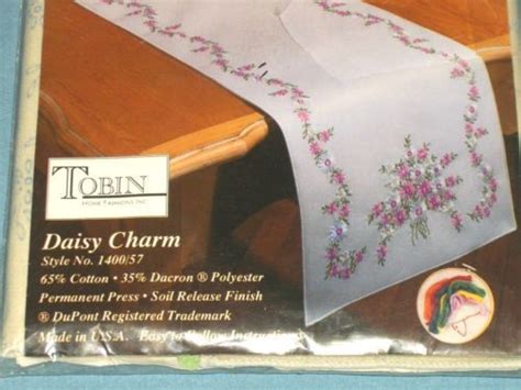 Tobin Stamped For Embroidery Table Runner Daisy Charm 15 X 71 No