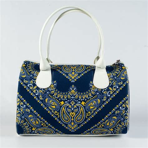 Luxury Blue And White Printed Handbag For Ladies Printed Handbags