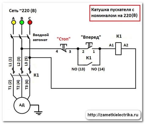 Схема управления двумя двигателями с одного кнопочного поста