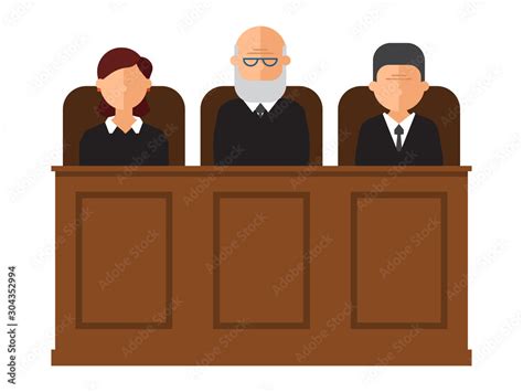 Court Trial Vector Illustration Courtroom Interior With Judges