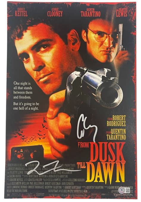 Quentin Tarantino George Clooney Signed 12x18 Photo From Dusk Till Dawn