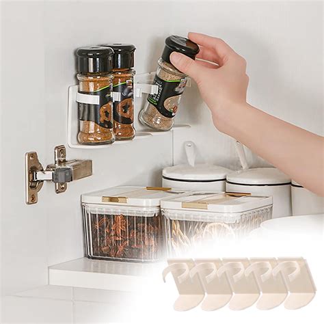 Kitchen Storage Rack Wall Mounted Adhesive Seasoning Rack Storage