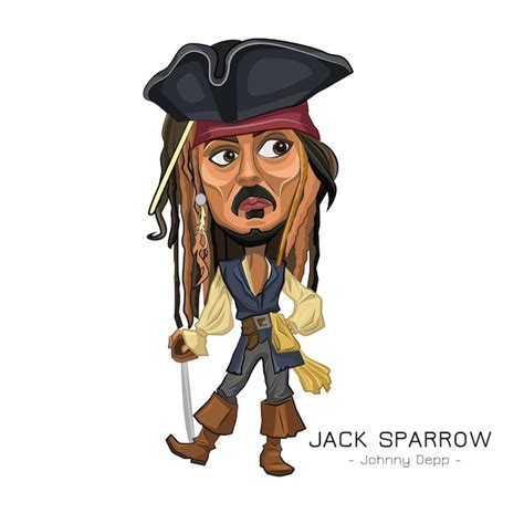 Premium Vector | Johnny depp portrait icon funny cartoon pirate ...