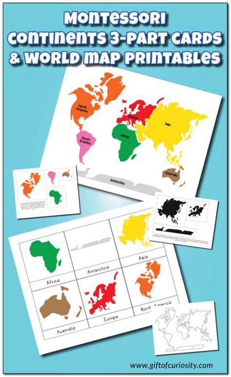 Montessori Continents Cards