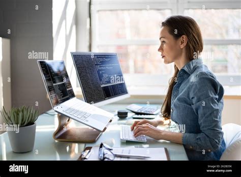 Programmer Woman Coding Stock Photo Alamy