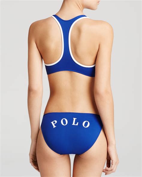 Ralph Lauren Polo Logo Solids Racerback One Piece Swimsuit In Navywhite Blue Lyst