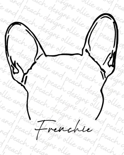 French Bulldog Ear Outline Svg Jpeg Png Digital Download Frenchie