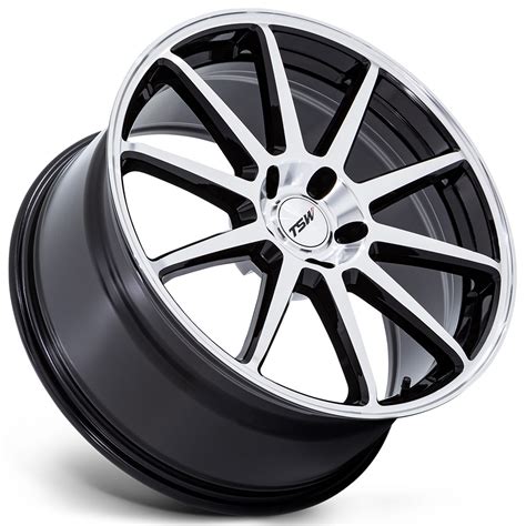 Staggered Tsw Wheels Tw Canard Gloss Black With Machined Face