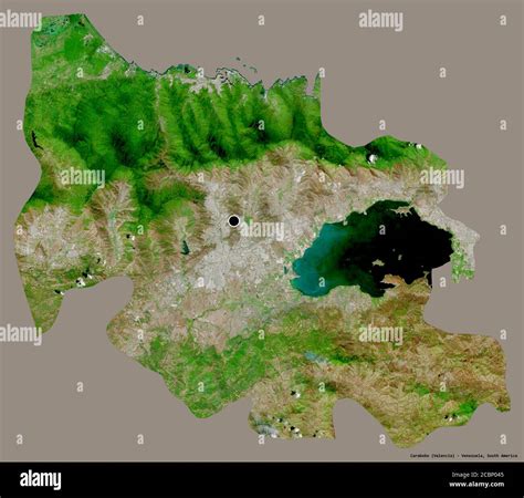 Shape of Carabobo, state of Venezuela, with its capital isolated on a ...