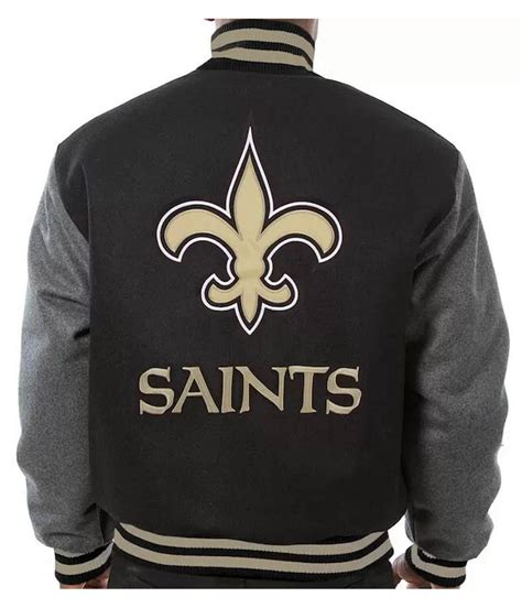 Wool New Orleans Saints Black and Gray Varsity Jacket - Jackets Masters