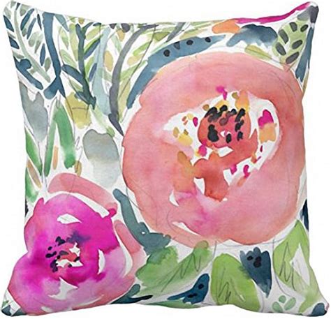 Amazon Emvency Throw Pillow Cover Colorful Bohemian Peach Floral