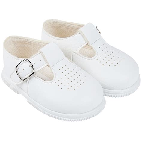 Boys White Matt T Bar First Walker Shoes Early Days