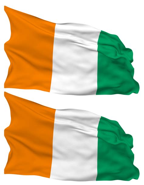 Ivory Coast Flag Waves Isolated In Plain And Bump Texture With