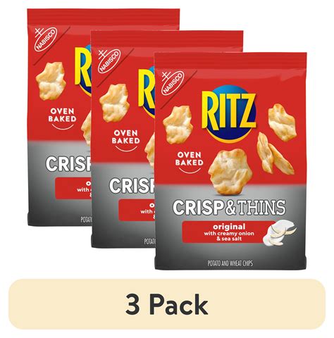 3 Pack Ritz Crisp And Thins Original With Creamy Onion And Sea Salt