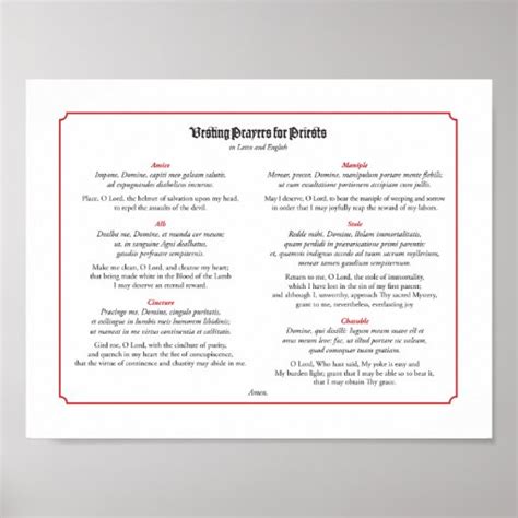 Vesting Prayers For Priests In Latin And English Poster Zazzle