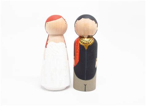 Custom Cake Topper Wooden Peg Dolls Indian Wedding Multicultural