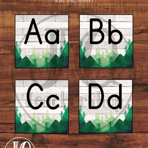 Printable Alphabet Word Wall Classroom Decor Woodland Etsy