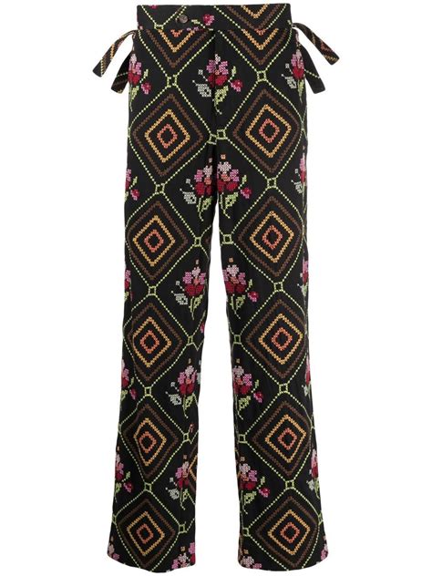 Bode Patterned Straight Leg Trousers Farfetch