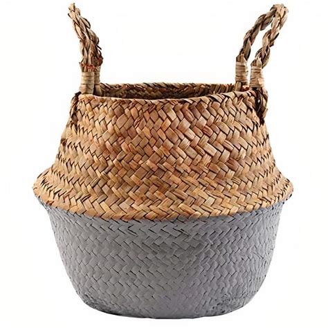 Cache Pot Osier Gris Chapeaux Paille