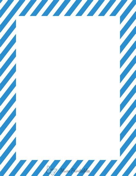 Printable Blue And White Diagonal Striped Page Border