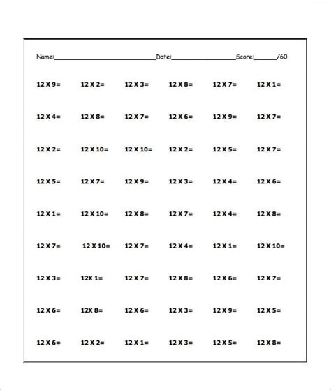 Multiplication Table Practice Worksheet Pdf | Awesome Home