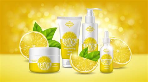 Lemon Skin Care Mask Ads Vector Illustration With Lemon Whitening Mask And Packaging Stock