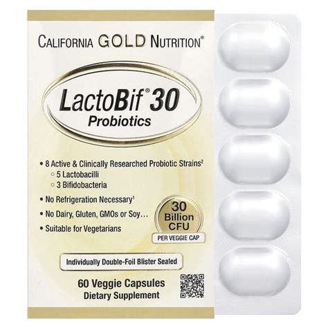 California Gold Nutrition, LactoBif 30, пробиотики, 30 млрд КОЕ, 60 ...