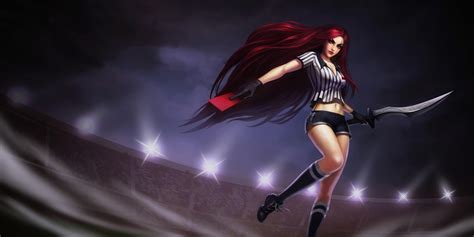 League Of Legends Katarina Du Couteau Cleavage Open Shirt Soccer Sword