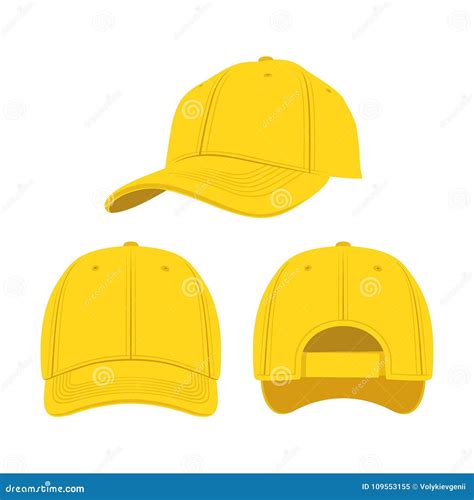 Yellow Baseball Cap Isolated On White Background Stock Vector