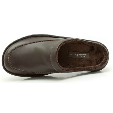 Clarks Mens Kite Vasa Brown Leather Slippers Available At Marshall Shoes