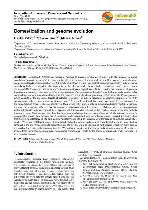 (PDF) Domestication and Genome Evolution