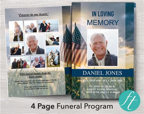 4 Page Military Funeral Program Template – Funeral Templates