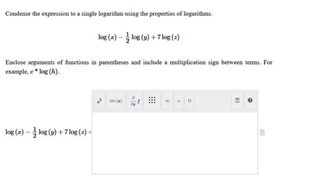 Solved Condense The Expression To A Single Logarithm Using Chegg