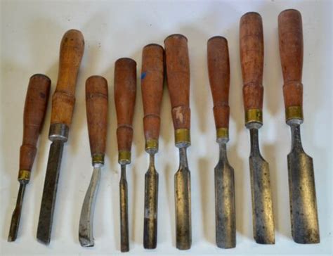 Antique Vintage Set Of Buck Bros Cast Steel Wood Chisels Gouges 1868